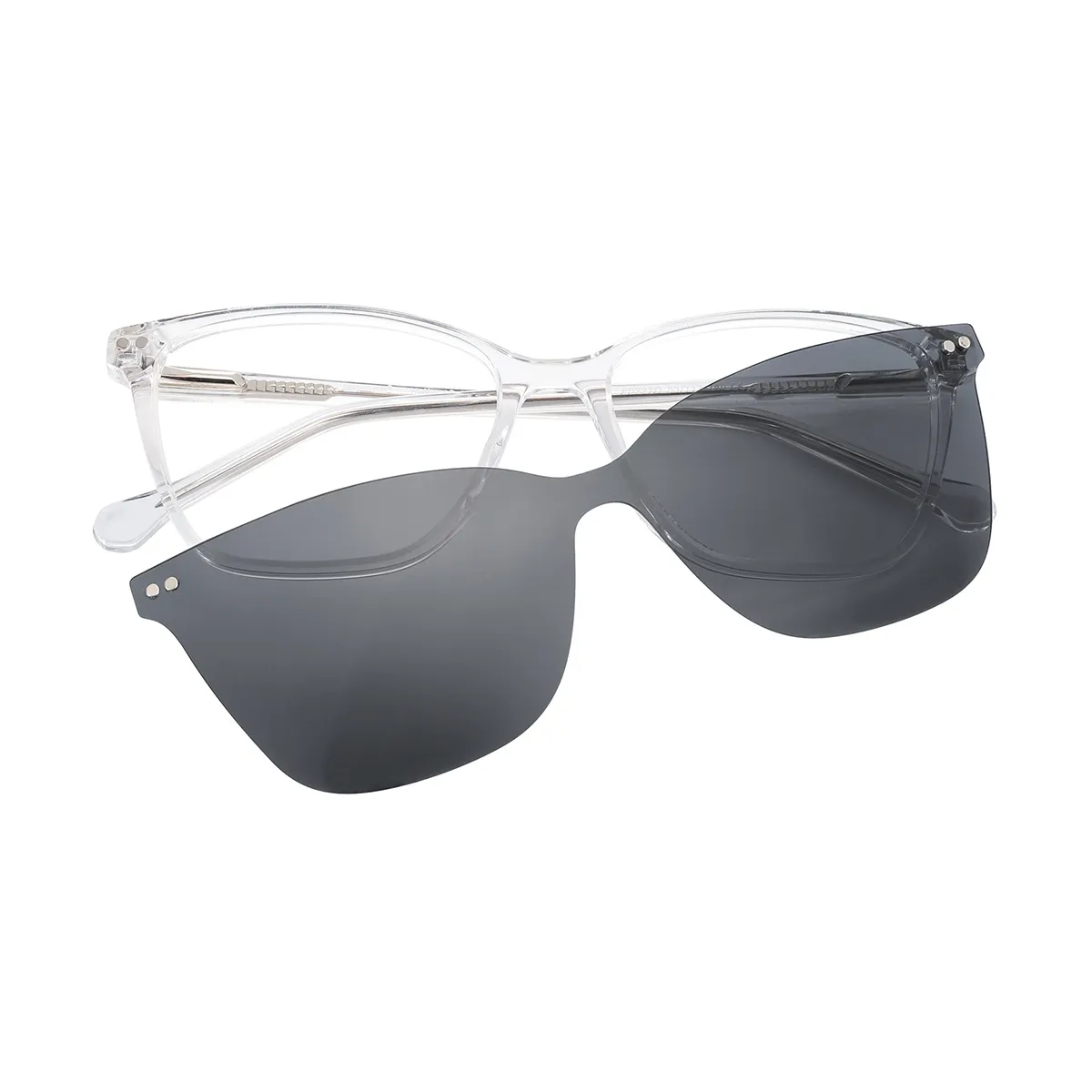 Graeme - Cat-eye Clear Clip On Sunglasses for Men & Women